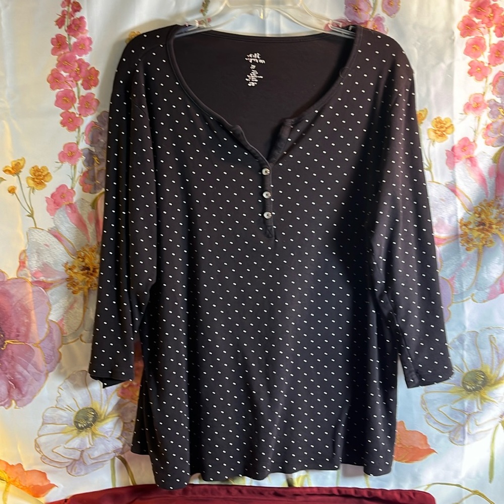 Croft and Barrow-Black w/ white polka Dots-2X